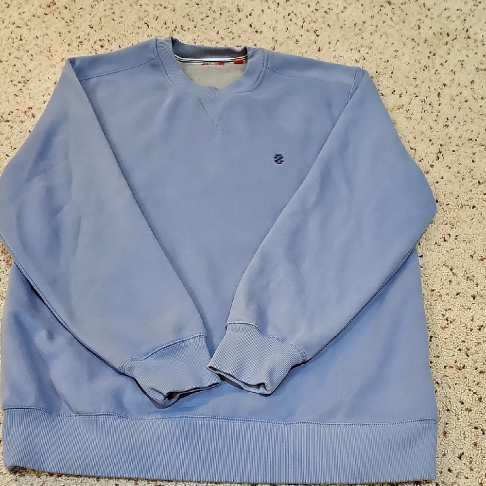 Izod Blue Crewneck Sweater with Soft Fabric and Ribbed Cuffs